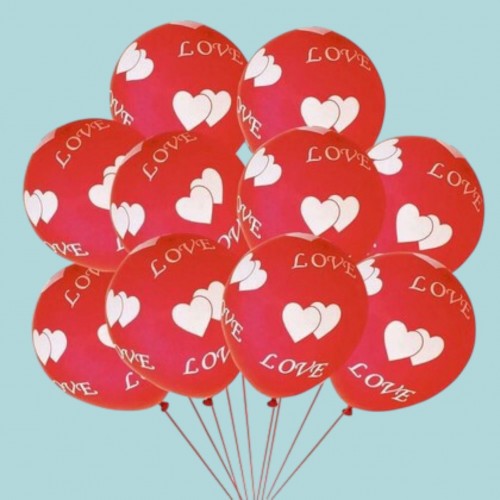 Kırmızı Love Baskılı 10 lu Helyum Balon