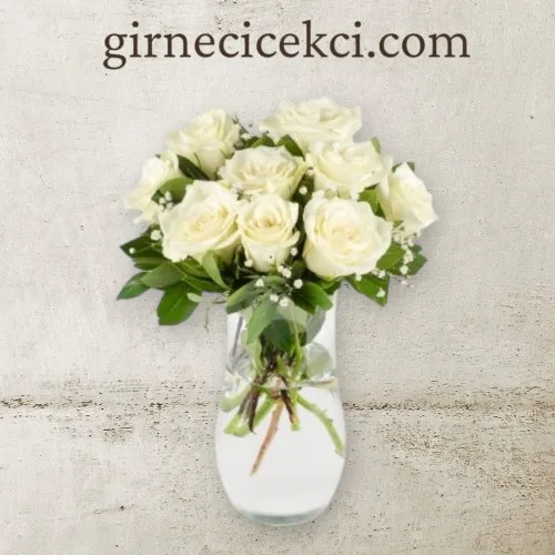 9 Beyaz Gül Vazosu 9 Beyaz Gül Vazosu